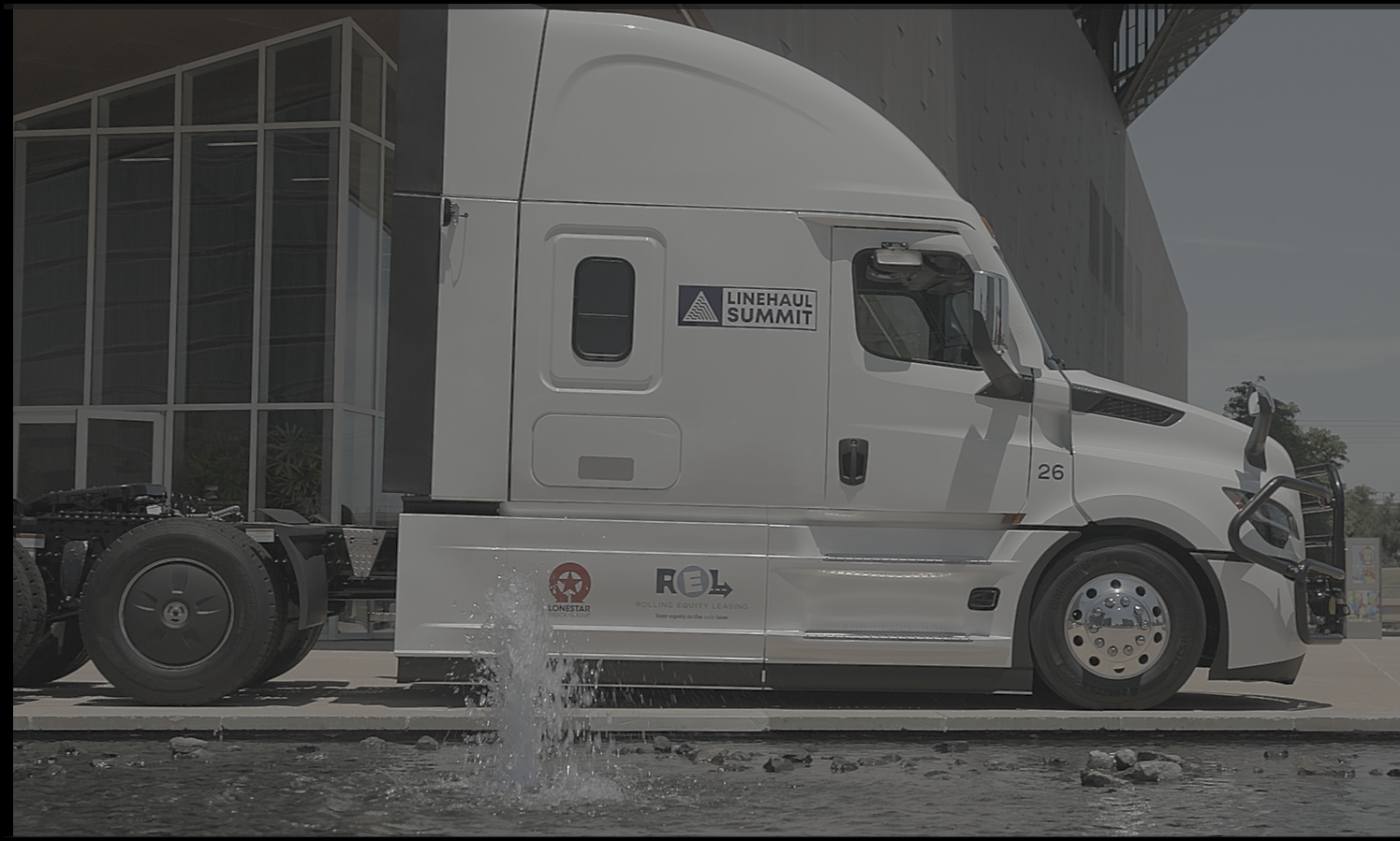Truck in front of the Irving Convention Center